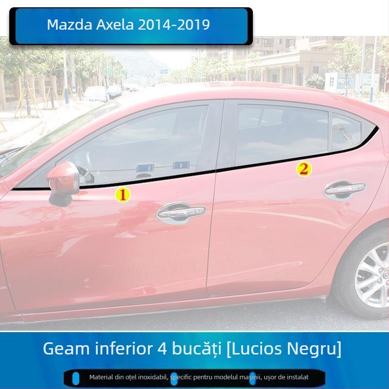 Kit decorativ pentru rama ferestrei Mazda 3 Axela, compatibil 2014-2023, benzi decorative pentru cadrul ușilor