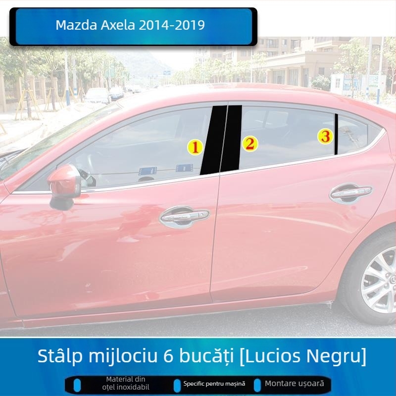 Kit decorativ pentru rama ferestrei Mazda 3 Axela, compatibil 2014-2023, benzi decorative pentru cadrul ușilor