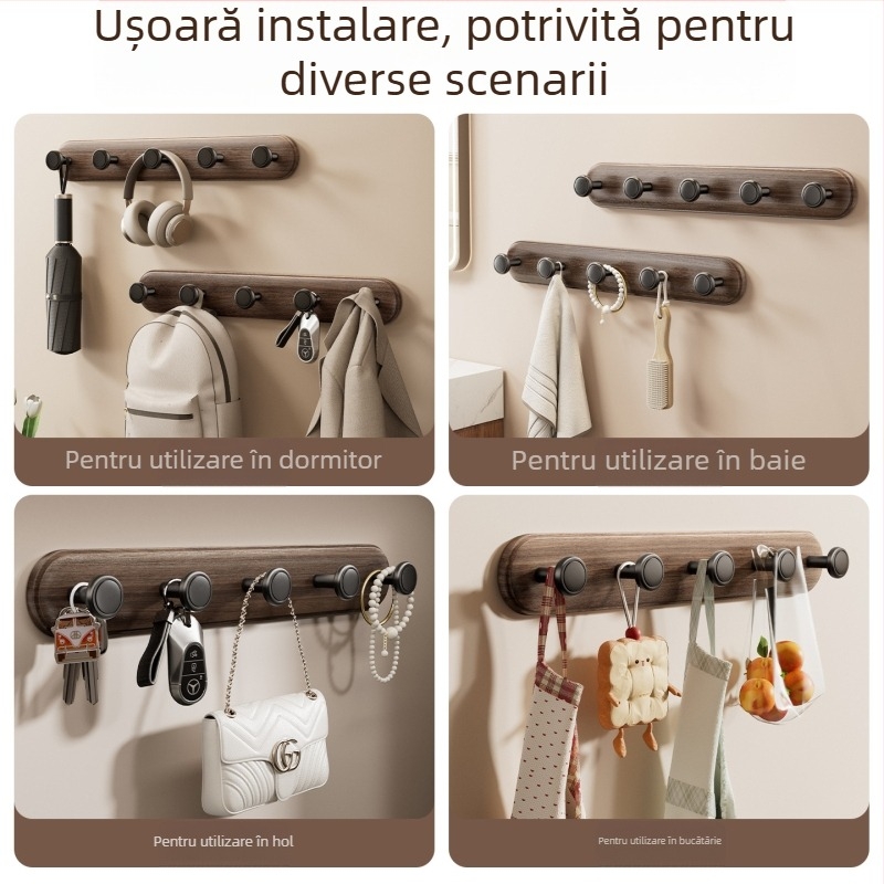 Cuier de ușă cu ventuză – fără găuri, încărcare mare, ABS, pentru uși și ferestre, spațiu de depozitare pentru haine și pălării, Dimitro