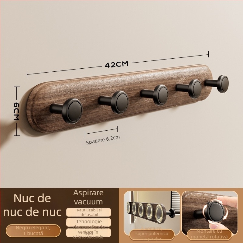 Cuier de ușă cu ventuză – fără găuri, încărcare mare, ABS, pentru uși și ferestre, spațiu de depozitare pentru haine și pălării, Dimitro