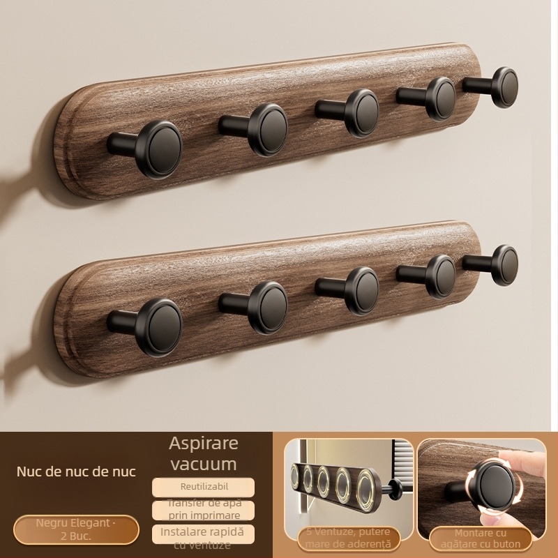 Cuier de ușă cu ventuză – fără găuri, încărcare mare, ABS, pentru uși și ferestre, spațiu de depozitare pentru haine și pălării, Dimitro