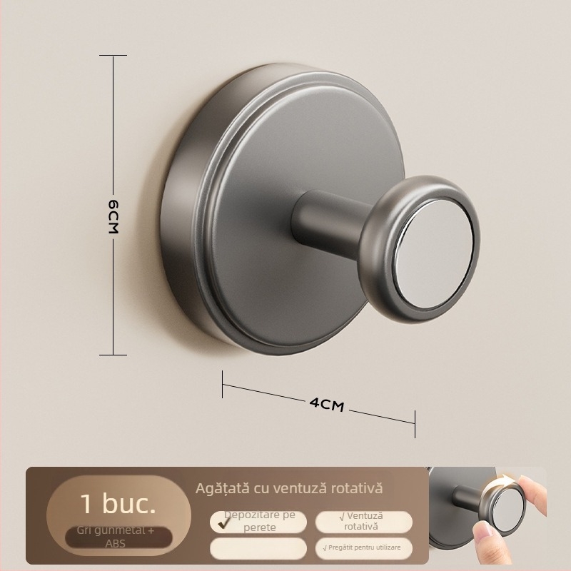 Cuier de ușă cu ventuză – fără găuri, încărcare mare, ABS, pentru uși și ferestre, spațiu de depozitare pentru haine și pălării, Dimitro