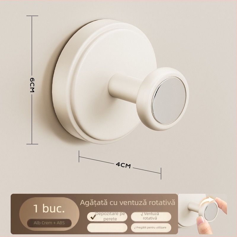 Cuier de ușă cu ventuză – fără găuri, încărcare mare, ABS, pentru uși și ferestre, spațiu de depozitare pentru haine și pălării, Dimitro