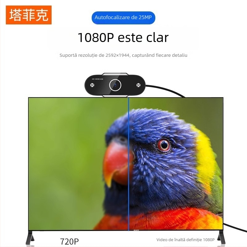 Camera PTZ inteligentă cu rezoluție 1600x1200, 30fps, USB 2.0, focalizare automată, microfon încorporat.