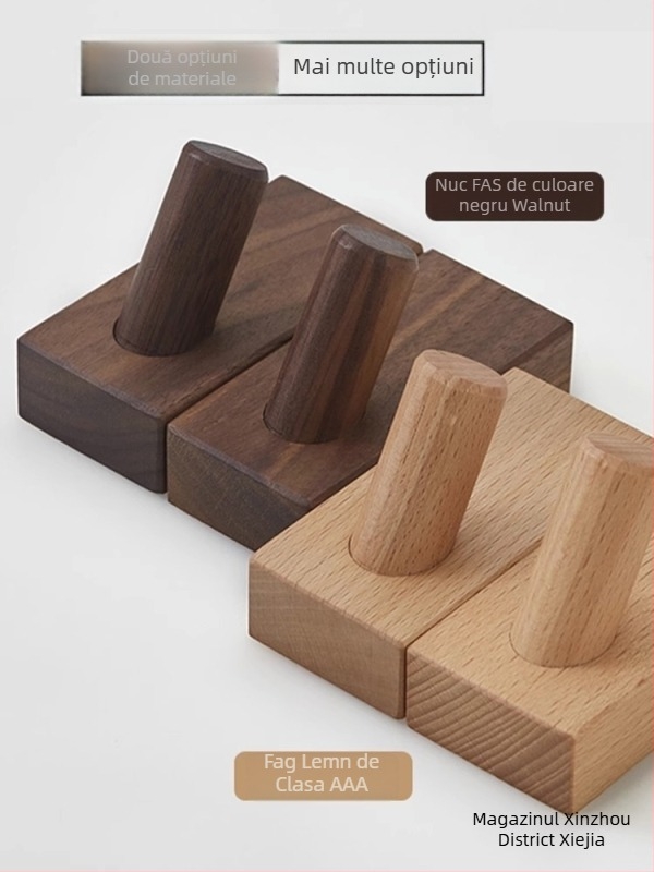 Cuier de haine din lemn masiv, montare în spatele ușii, depozitare pe perete, Model MZGG00