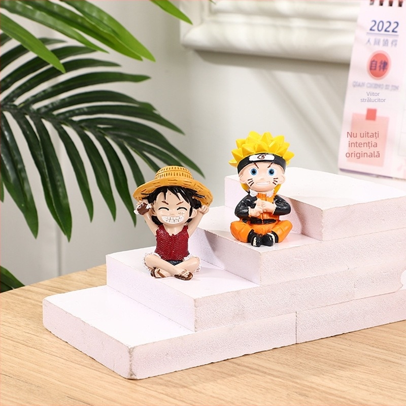 One Piece mini decor pentru birou – figură de desen animat din rășină sintetică, ambalaj obișnuit, decor în stil japonez