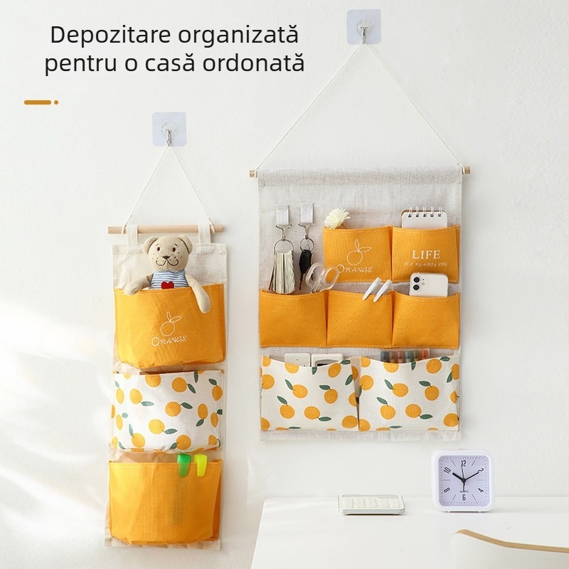 Geantă de depozitare atârnată cu organizator de perete, din bumbac și in, design cu mai multe buzunare (3, 7, 11 sau 12 buzunare)