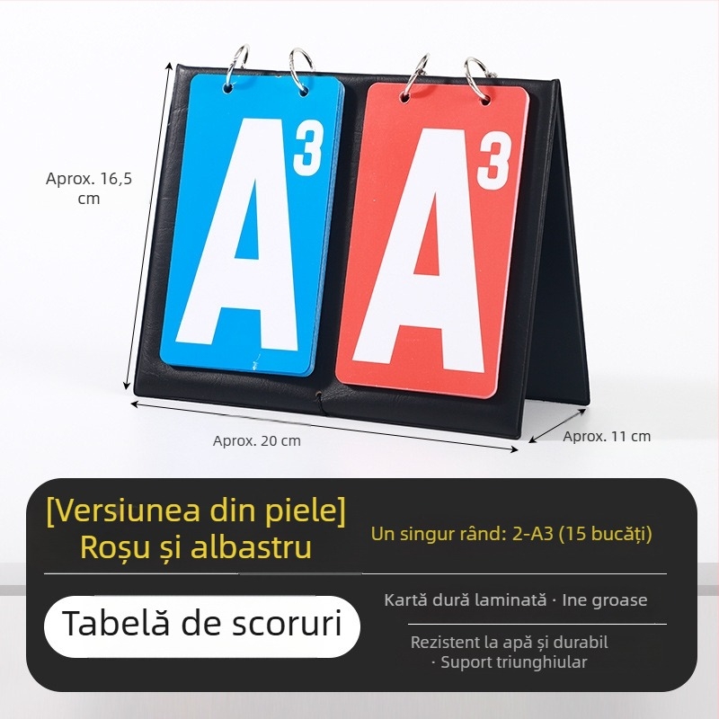 Tablă de scor pentru jocuri de cărți: numărare în două culori, scor poker, utilizare ca arbitru, logo personalizabil, construcție din plastic.