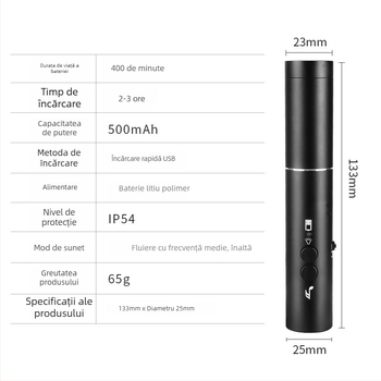 Tulliao Fluier Electronic din aliaj de aluminiu cu lanternă încorporată – etichetă privată licențiată, personalizare disponibilă