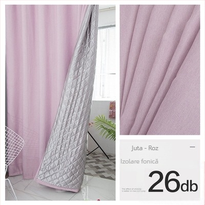 Perdea izolatoare fonic pentru dormitor și sufragerie, quilted, 70–90% Întunecare, țesătură din cânepă, finisaj emboss cu acoperire argintie