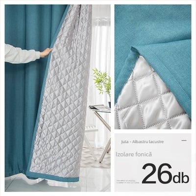 Perdea izolatoare fonic pentru dormitor și sufragerie, quilted, 70–90% Întunecare, țesătură din cânepă, finisaj emboss cu acoperire argintie