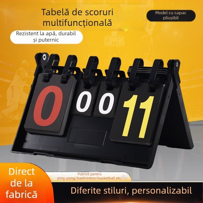 Tablou de scor, din plastic, impermeabil, pentru birou, cu funcție de schimbare a paginilor, pentru baschet, fotbal, tenis, badminton, tenis de masă și volei