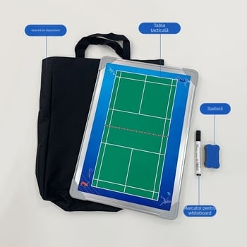 Tablă tactică portabilă pentru badminton, cu cadru din aliaj de aluminiu, magnetică și ștergibilă, pentru instruire