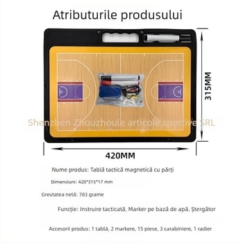 Tablă tactic magnetică pentru baschet, fotbal și volei – tablă de demonstrație ștergibilă, ABS, ambalaj 20 buc., imprimare logo disponibilă