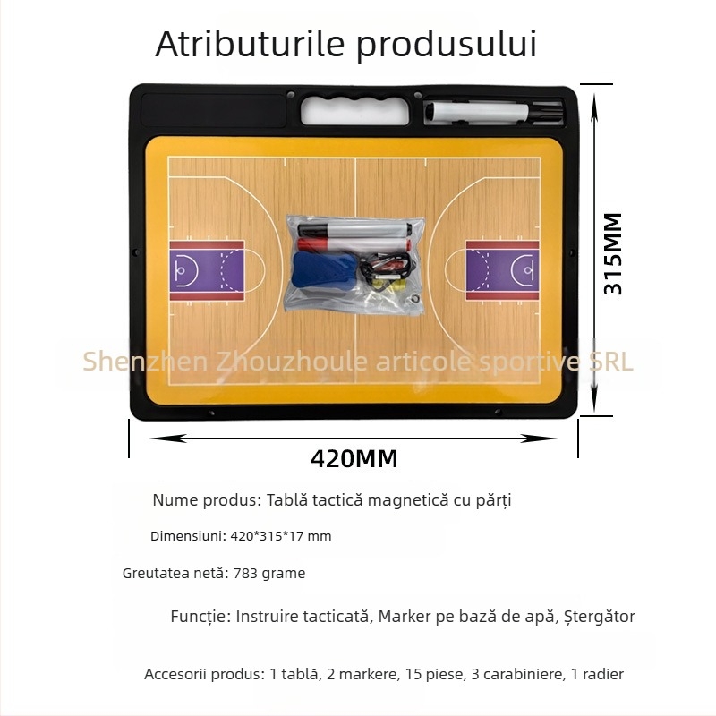 Tablă tactic magnetică pentru baschet, fotbal și volei – tablă de demonstrație ștergibilă, ABS, ambalaj 20 buc., imprimare logo disponibilă