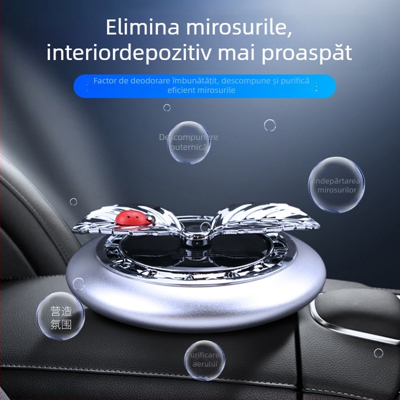 Suport de parfum pentru mașină cu alimentare solară, design rotativ cu floare de măr, pastă de parfum solidă