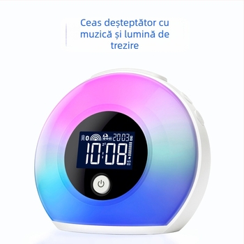 Ceas deșteptător cu lumină nocturnă Bluetooth, afișaj LCD, indicator de 24 de ore, ceas de birou alimentat cu baterii