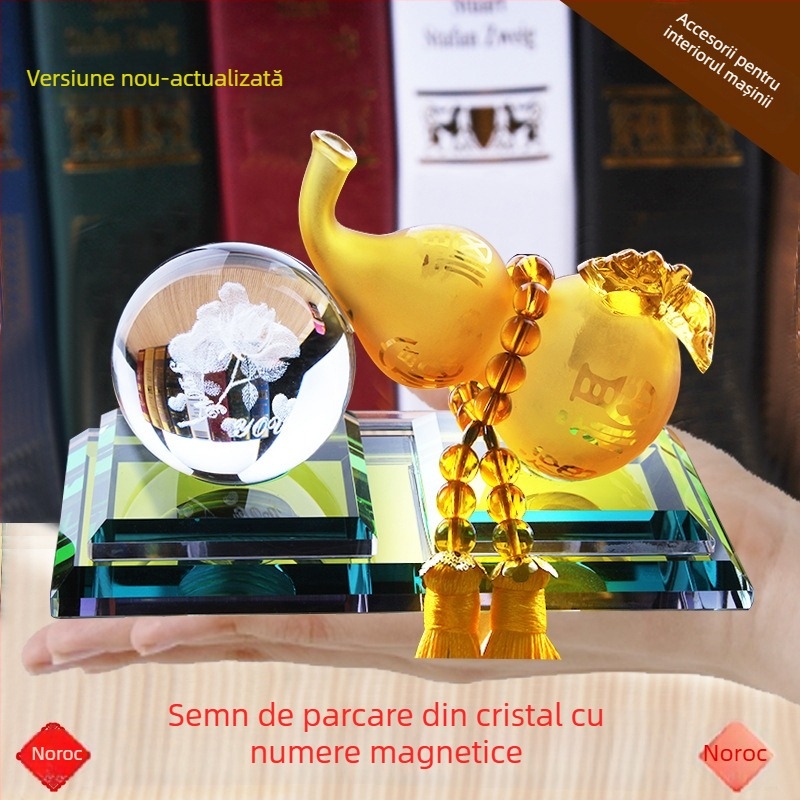 Ornament parfum auto – sferă de cristal din rășină și cristal, stil tradițional chinezesc, personalizabil, funcții: ornament auto, suport parfum, semn de parcare