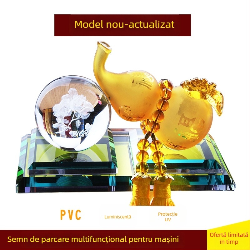 Ornament parfum auto – sferă de cristal din rășină și cristal, stil tradițional chinezesc, personalizabil, funcții: ornament auto, suport parfum, semn de parcare