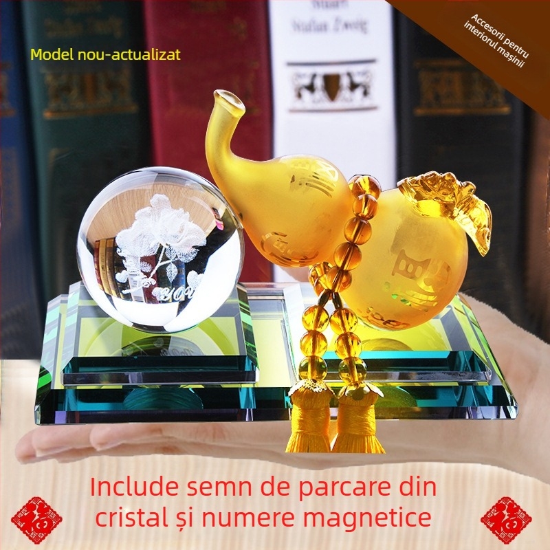 Ornament parfum auto – sferă de cristal din rășină și cristal, stil tradițional chinezesc, personalizabil, funcții: ornament auto, suport parfum, semn de parcare