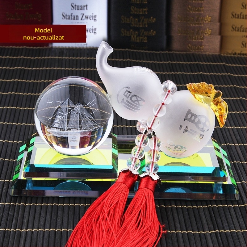 Ornament parfum auto – sferă de cristal din rășină și cristal, stil tradițional chinezesc, personalizabil, funcții: ornament auto, suport parfum, semn de parcare