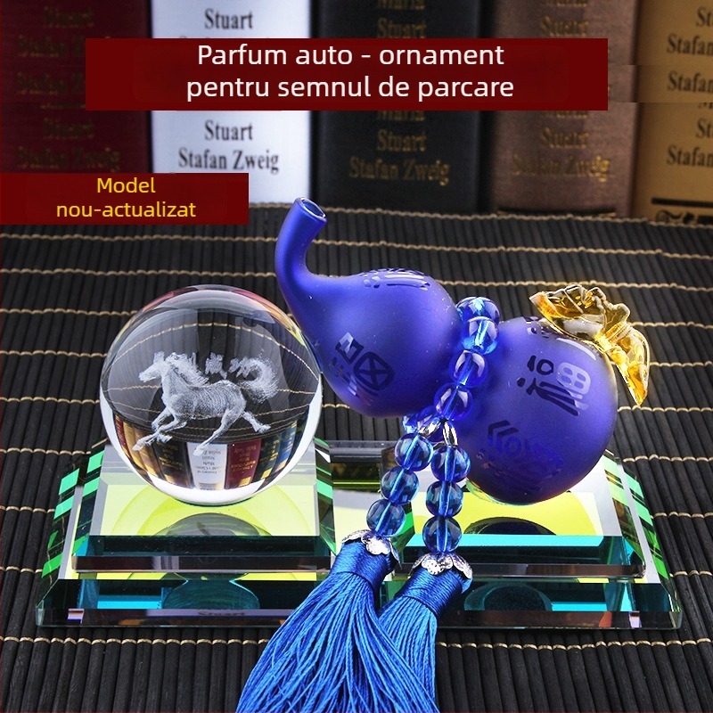 Ornament parfum auto – sferă de cristal din rășină și cristal, stil tradițional chinezesc, personalizabil, funcții: ornament auto, suport parfum, semn de parcare