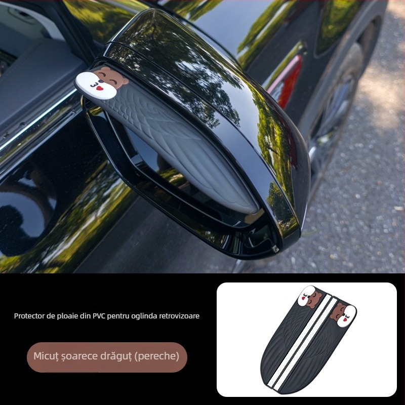 Protecție pentru oglinda retrovizoare a mașinii — PVC cauciuc moale; model Y-05 Rain Visor; procesare personalizabilă; stil cartoon