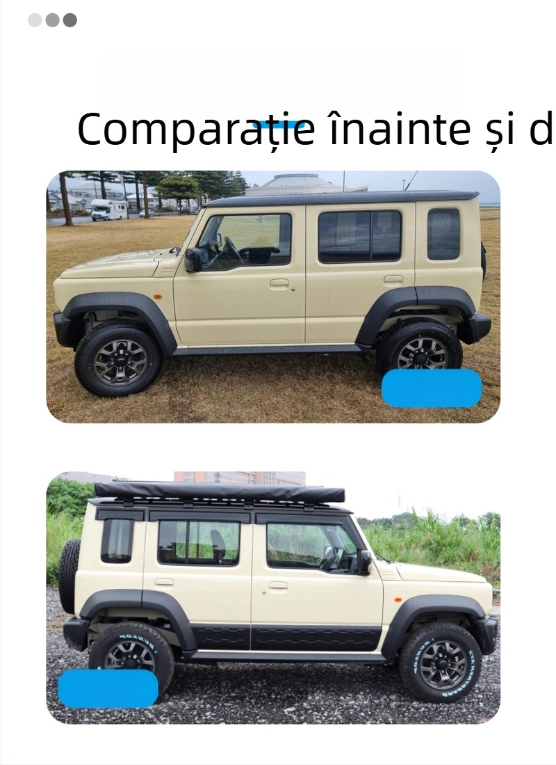Protecție de ploaie pentru geamul Suzuki Jimny 2007-2023, pentru modele cu 3 și 5 uși; Material: acrilic/PS/PC; Montaj: autoadeziv sau în canal; Proces: injecție/blister