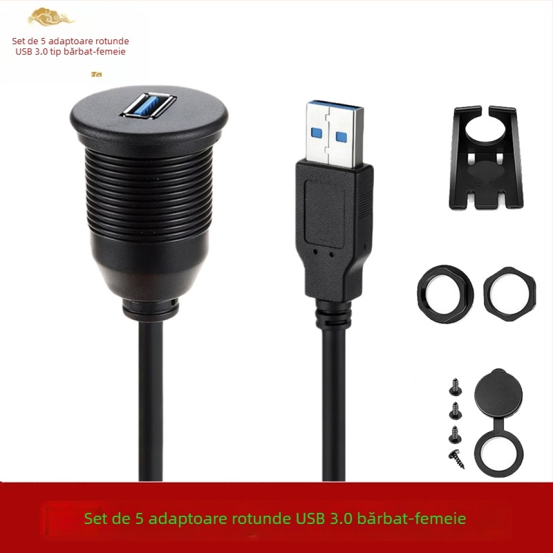 Cablu extindere USB auto, port unic, impermeabil, USB 3.0/2.0, m/f, lungime 0,3/1/2 m