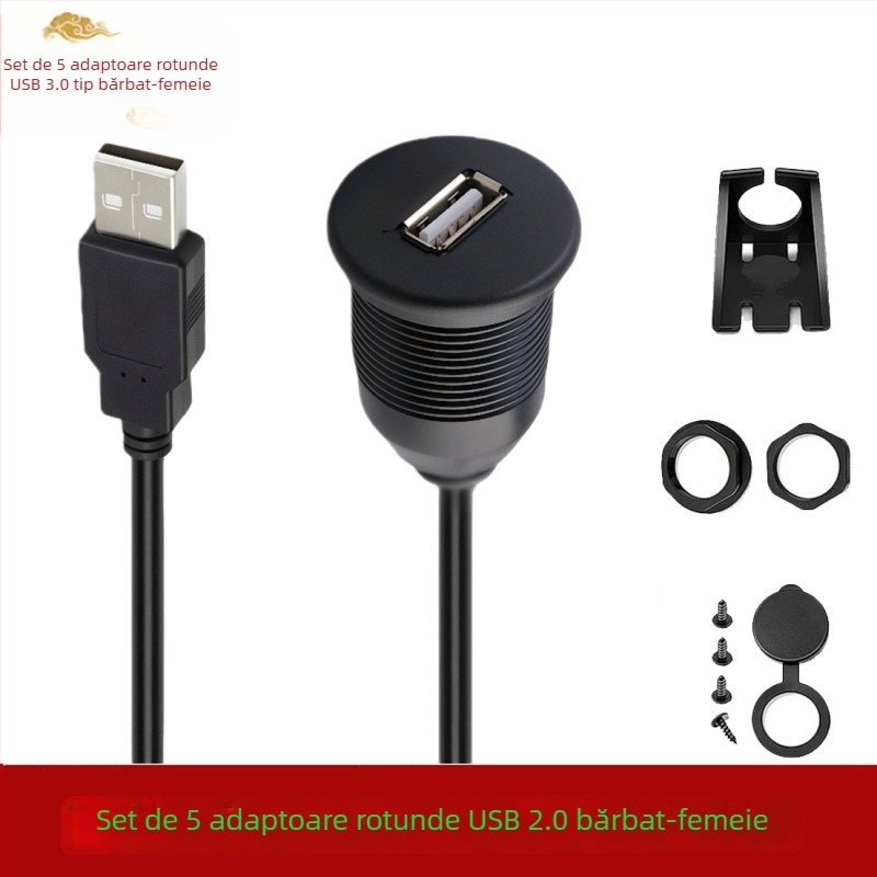 Cablu extindere USB auto, port unic, impermeabil, USB 3.0/2.0, m/f, lungime 0,3/1/2 m