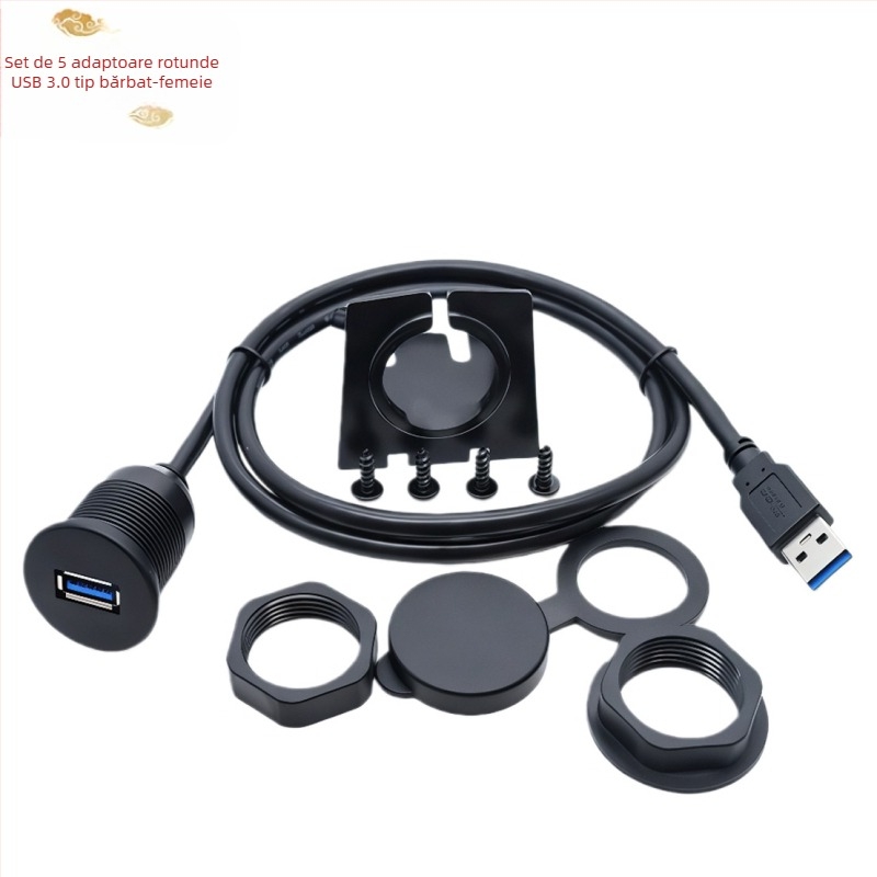 Cablu extindere USB auto, port unic, impermeabil, USB 3.0/2.0, m/f, lungime 0,3/1/2 m