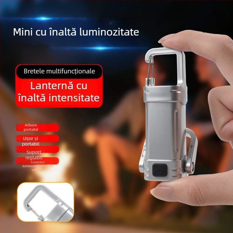 Lanternă LED pentru breloc cu cârlig, 5W, baterie 150, dinamic manual, rază <50 m