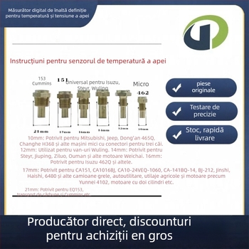 Măsurător auto cu afișaj dual: temperatura apei și tensiune, carcasă din plastic, tensiune standard
