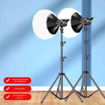 Lumină profesională pentru fotografie pentru transmisiuni live | 100W LED, cap E14, 110V, reglaj intensitate