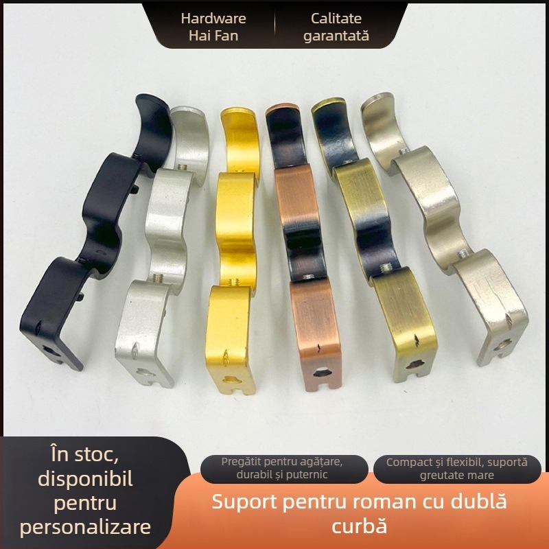 Suport pentru șină de perdea, cu brațe dublu curbate, din fier, stil modern minimalist, potrivit pentru toate tipurile de perdele