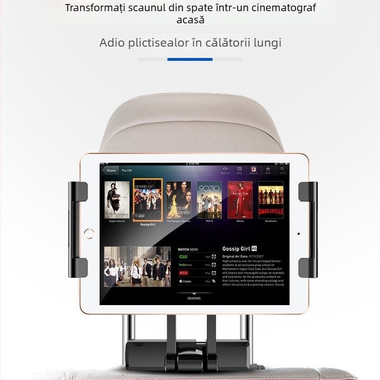 Suport pentru tabletă/telefon pentru mașină, pentru bancheta din spate, retractabil, rotire de 360°, pliabil, model PB-45B
