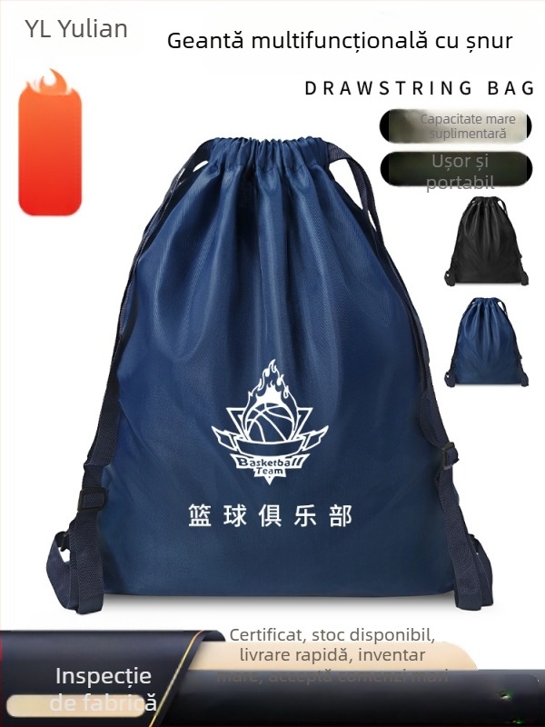Rucsac sport cu șnur, capacitate mare, material Oxford, curele curbate, căptușeală din pânză, potrivit pentru sporturi cu mingi
