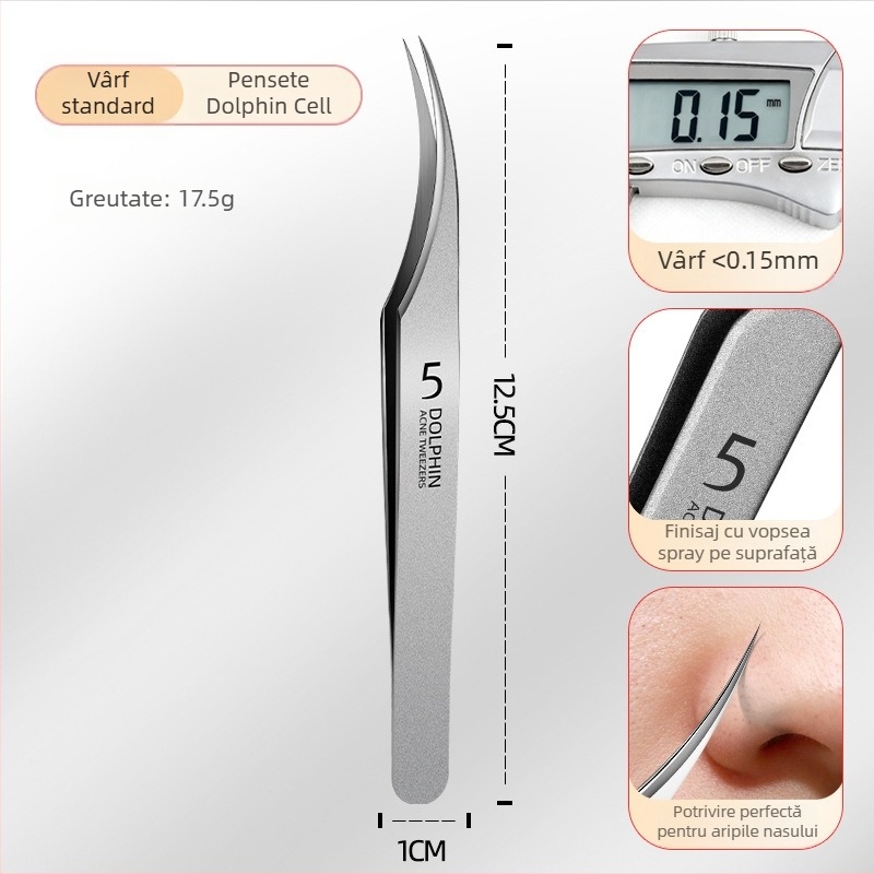 Set de unelte pentru acnee din oțel inoxidabil: clipsuri pentru puncte negre și ace pentru acnee