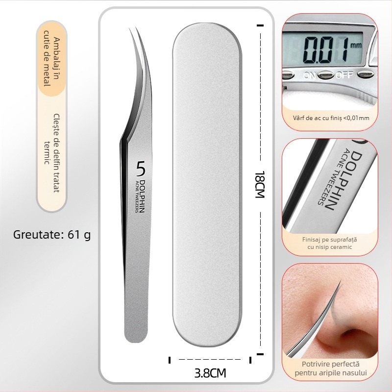 Set de unelte pentru acnee din oțel inoxidabil: clipsuri pentru puncte negre și ace pentru acnee