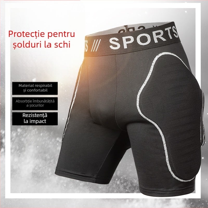 Pantaloni de schi outdoor cu protecție a șoldului - absorbție șocuri, respirabili; material Lycra-Rubber-EVA; iarnă; unisex; pentru ciclism și sporturi pe zăpadă