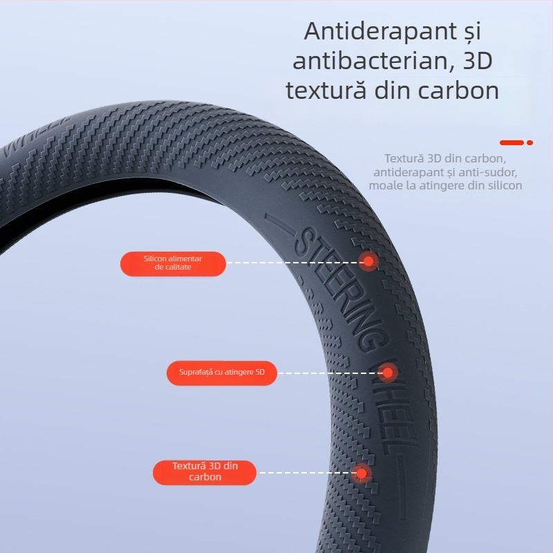 Husă volan auto - suprafață din silicon, instalare universală, pentru toate sezoanele, compatibil universal