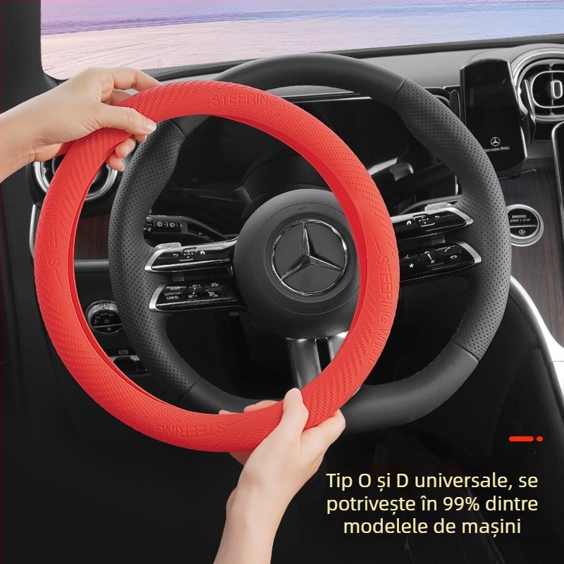 Husă volan auto - suprafață din silicon, instalare universală, pentru toate sezoanele, compatibil universal