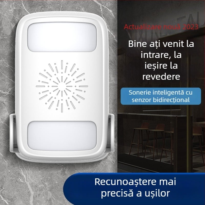 Sonerie de ușă cu voce de întâmpinare bidirecțională, DH808, alimentare baterie/curent, 6V-9V, tonuri de sonerie variate, consum 0,5