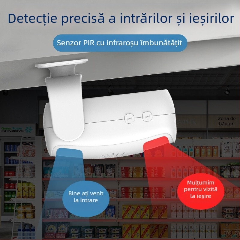 Sonerie de ușă cu voce de întâmpinare bidirecțională, DH808, alimentare baterie/curent, 6V-9V, tonuri de sonerie variate, consum 0,5