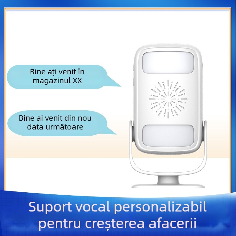 Sonerie de ușă cu voce de întâmpinare bidirecțională, DH808, alimentare baterie/curent, 6V-9V, tonuri de sonerie variate, consum 0,5
