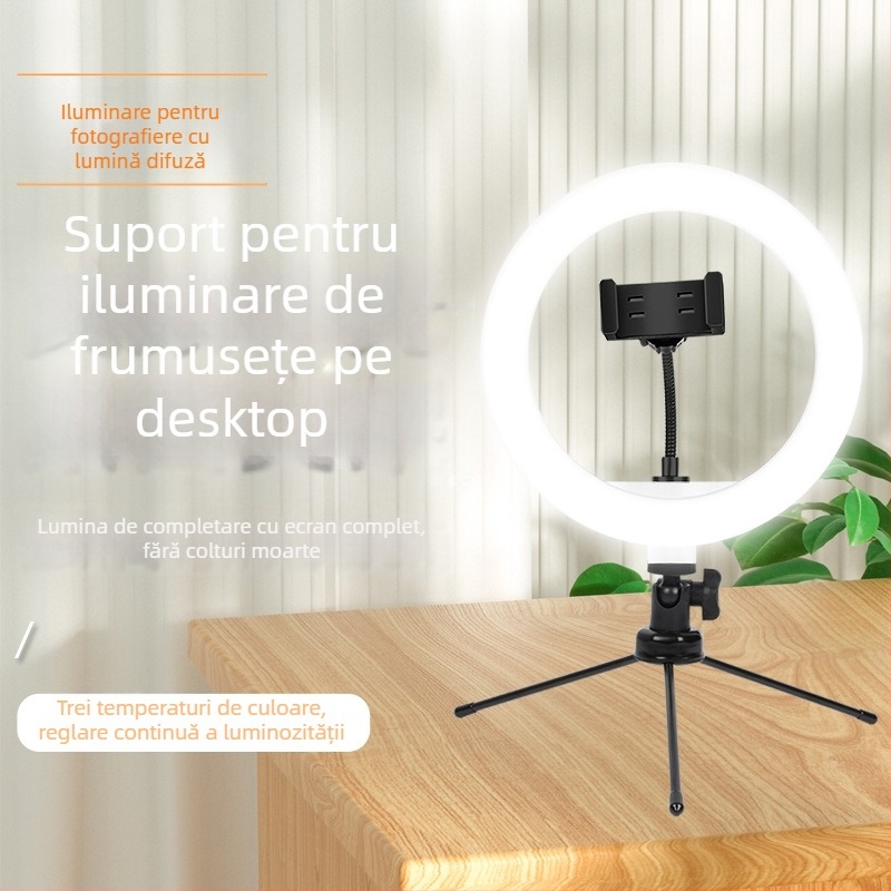 Lumină de fill pentru transmisiuni live, montaj vertical, model M26, putere 10–50W, tensiune 5V, trei temperaturi de culoare