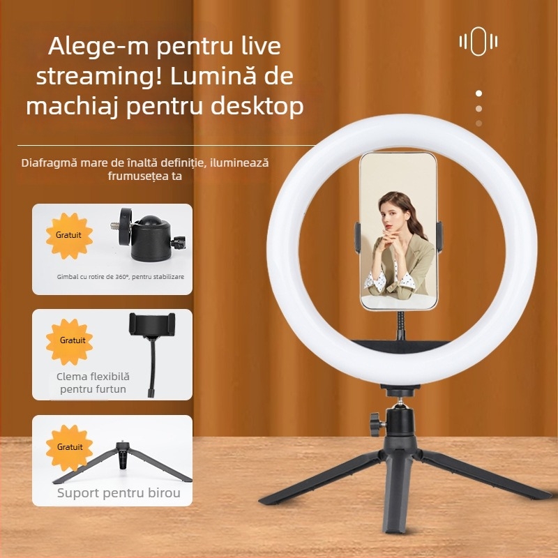 Lumină de fill pentru transmisiuni live, montaj vertical, model M26, putere 10–50W, tensiune 5V, trei temperaturi de culoare