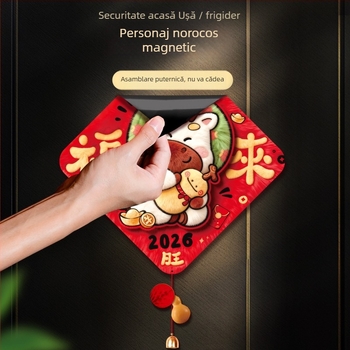 Sticker pentru ușa de intrare cu simbol de noroc, magnetic, stil chinezesc, Festivalul Primăverii, imprimare.