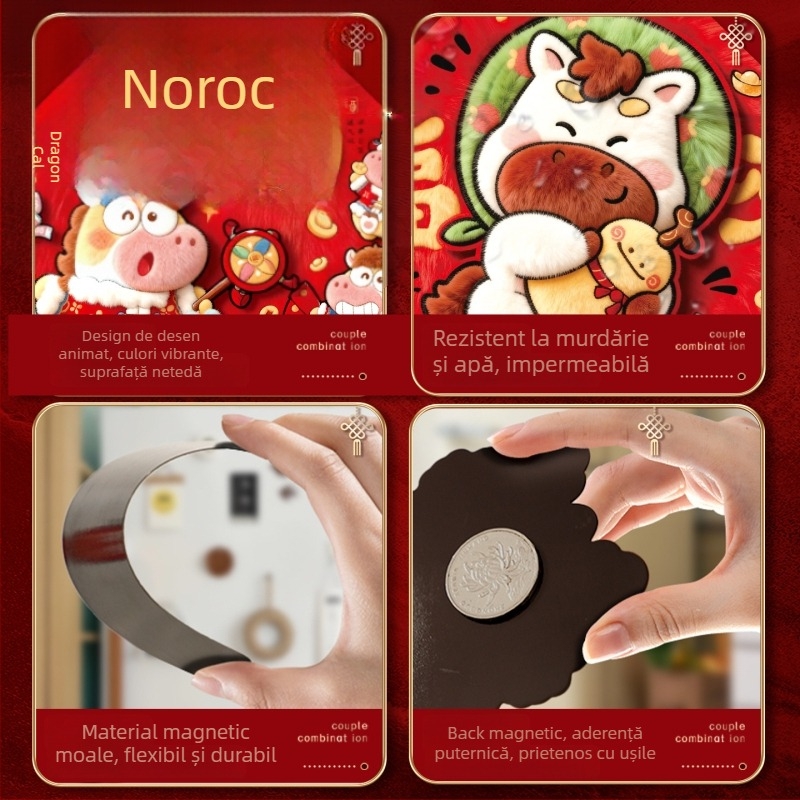 Sticker pentru ușa de intrare cu simbol de noroc, magnetic, stil chinezesc, Festivalul Primăverii, imprimare.