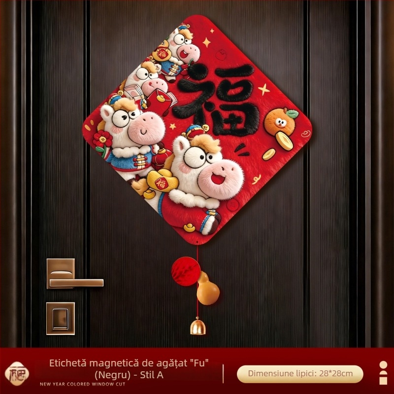 Sticker pentru ușa de intrare cu simbol de noroc, magnetic, stil chinezesc, Festivalul Primăverii, imprimare.